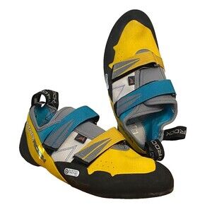 NIB Mad Rock Men's 9.5 Rock Climbing Shoes AGAMA YELLOW Suede Leather Straps Gym